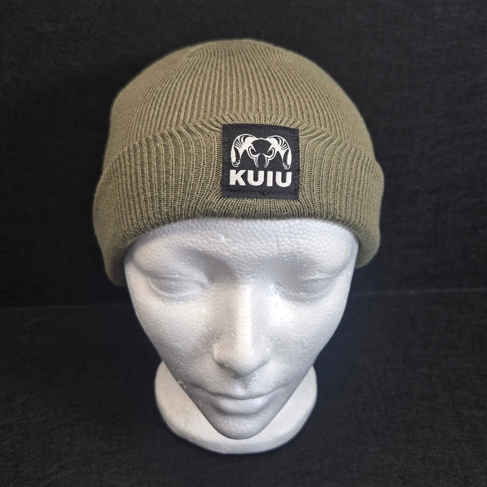 KUIU Beanie Unisex OS Olive Green Ribbed Logo Outdoor Hunting Utility Workwear